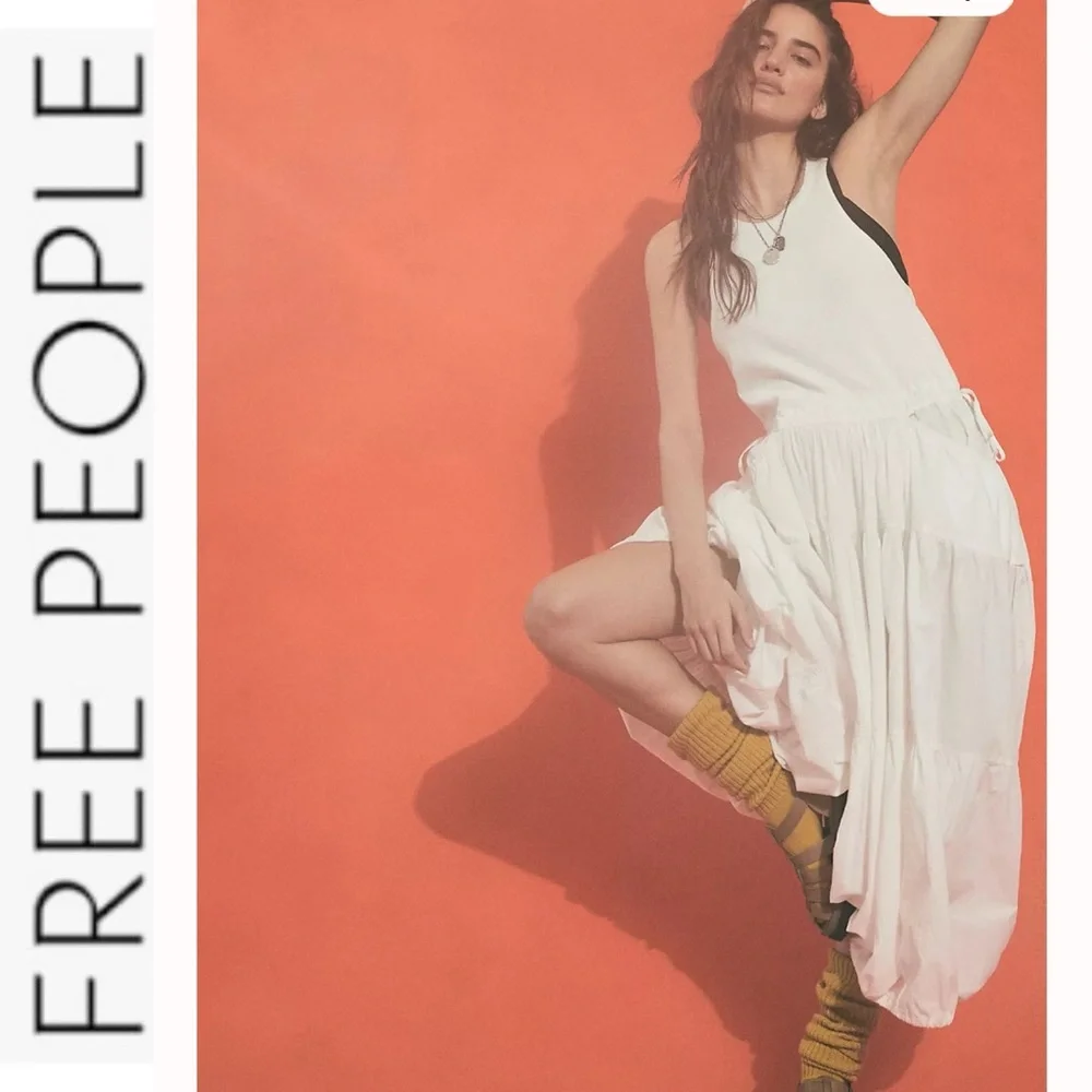 FLASH TODAY Last Chance NWT Free People Akino Tank Midi Parachute Dress white xs - Picture 3 of 11